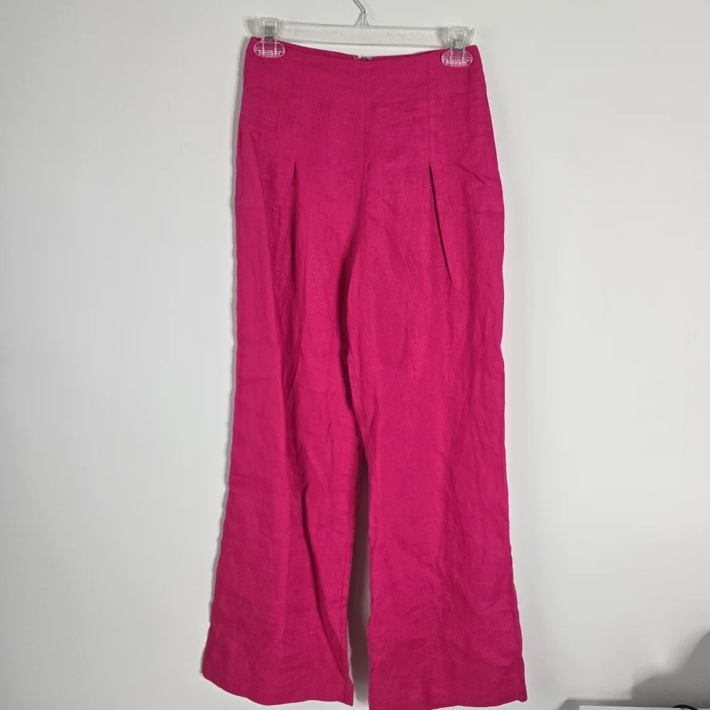 Reformation Cleo Linen Hot Pink Two Piece Set 2 Petite Barbiecore Feminine